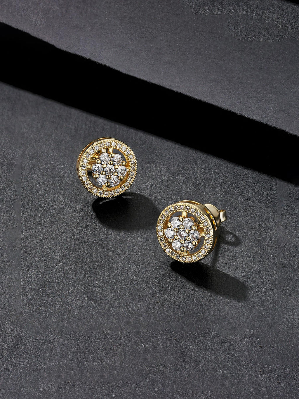 Iced Round Cluster Stud Earrings