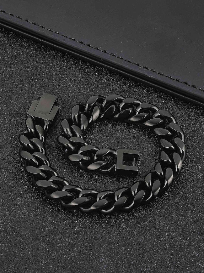 10MM Black Cuban Link Bracelet Main Image