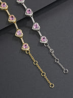 10mm Pink Heart CZ Statement Bracelet