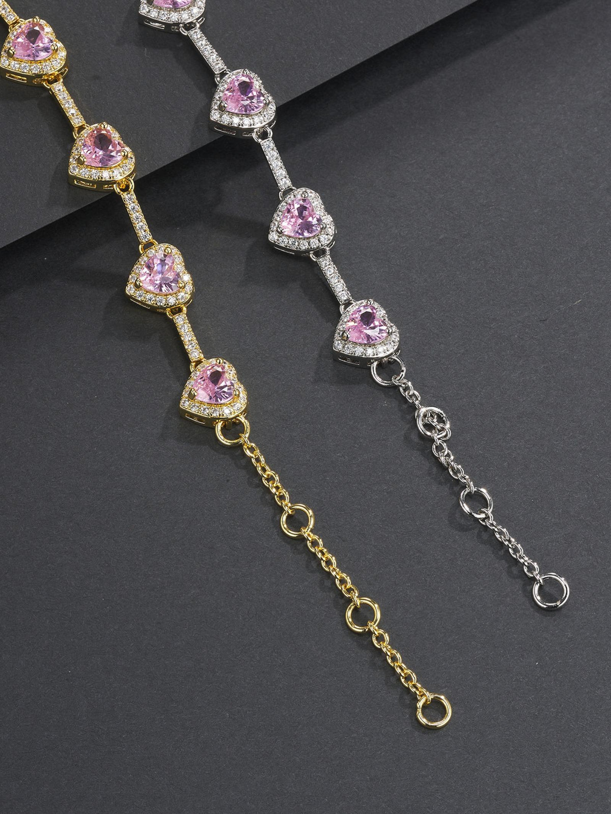 10mm Pink Heart CZ Statement Bracelet