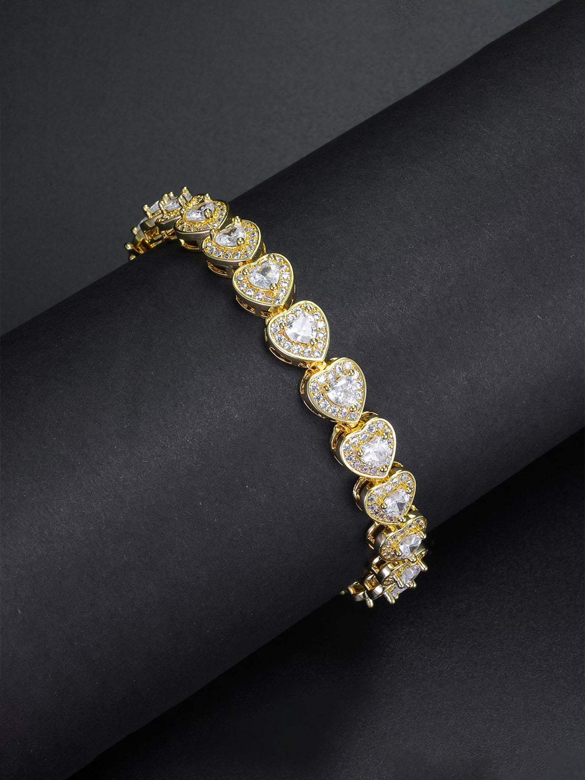 White CZ Heart Tennis Bracelet