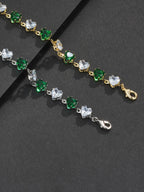 Two-Tone Green Heart Charm Bracelet