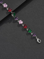 6mm Multicolor Heart CZ Statement Bracelet