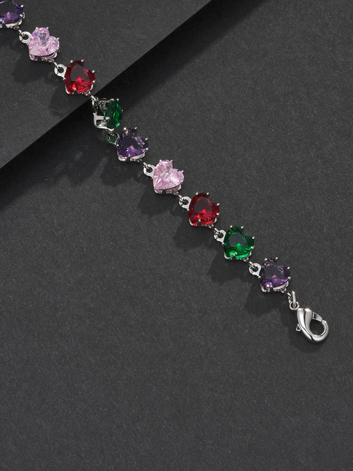 6mm Multicolor Heart CZ Statement Bracelet