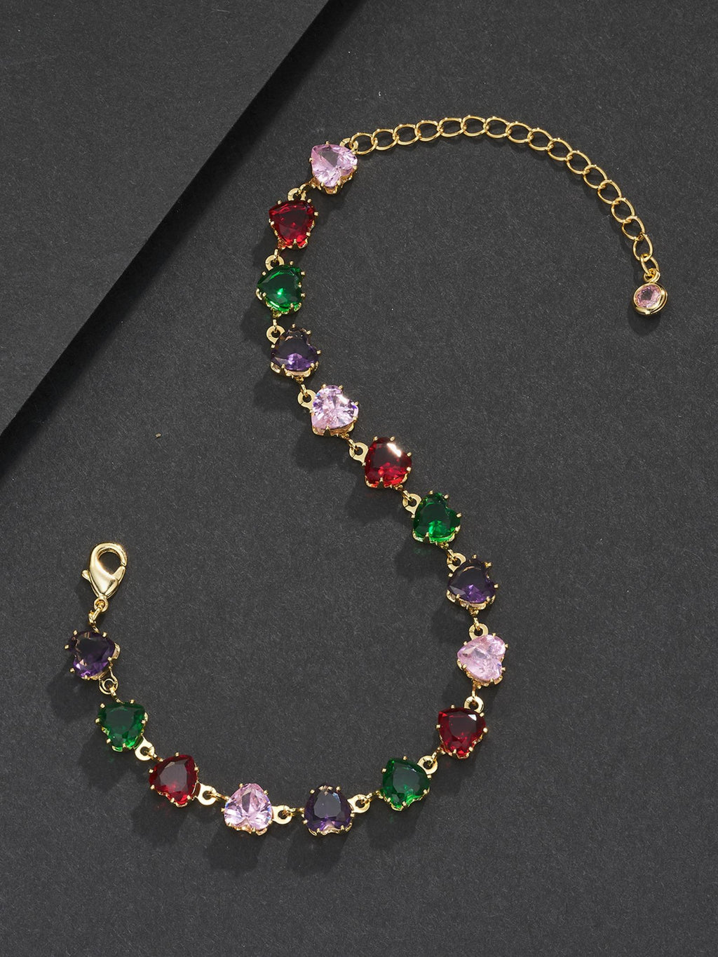 6mm Multicolor Heart CZ Statement Bracelet