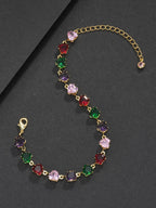6mm Multicolor Heart CZ Statement Bracelet