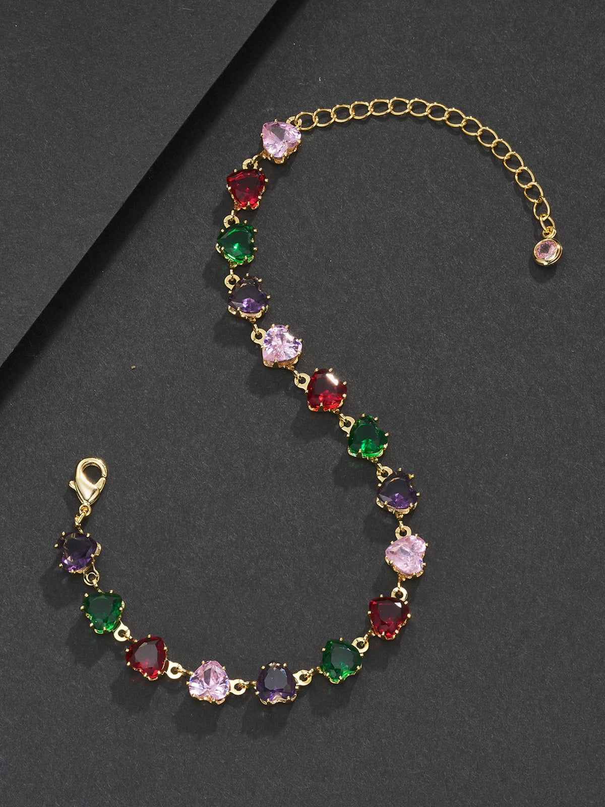 6mm Multicolor Heart CZ Statement Bracelet