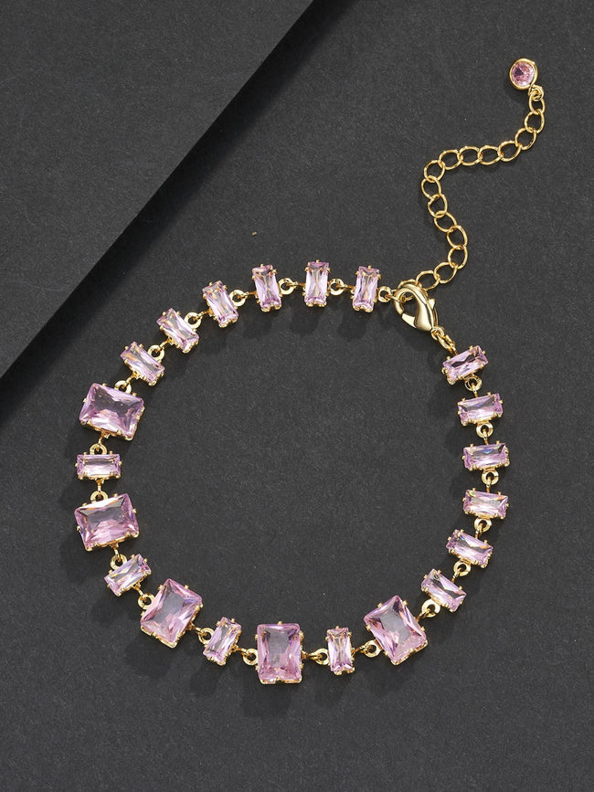 Pink Square Gemstone Bracelet Hover Image