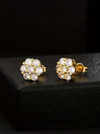 Iced Plum Blossom Stud Earrings