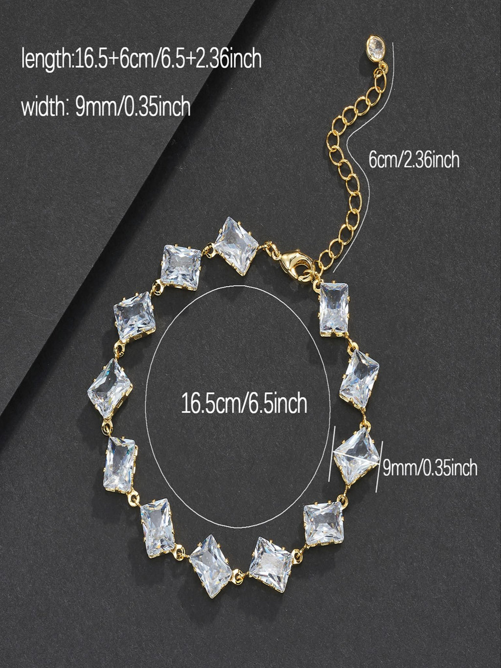 9mm Multicolor Square Gemstone Bracelet