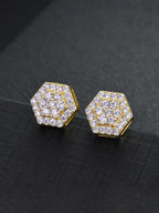 Iced Hexagon CZ Stud Earring Set