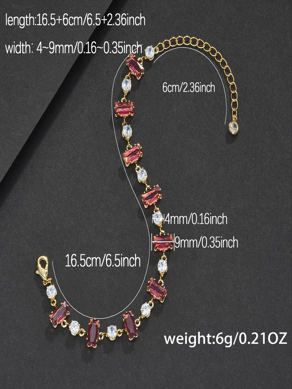 9mm Red Baguette Bracelet