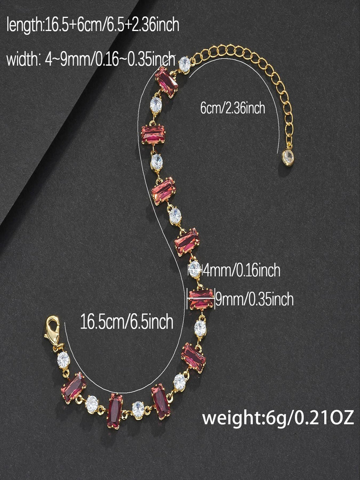 9mm Red Baguette Bracelet