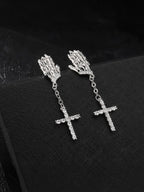 Skeleton Hand Cross Earrings