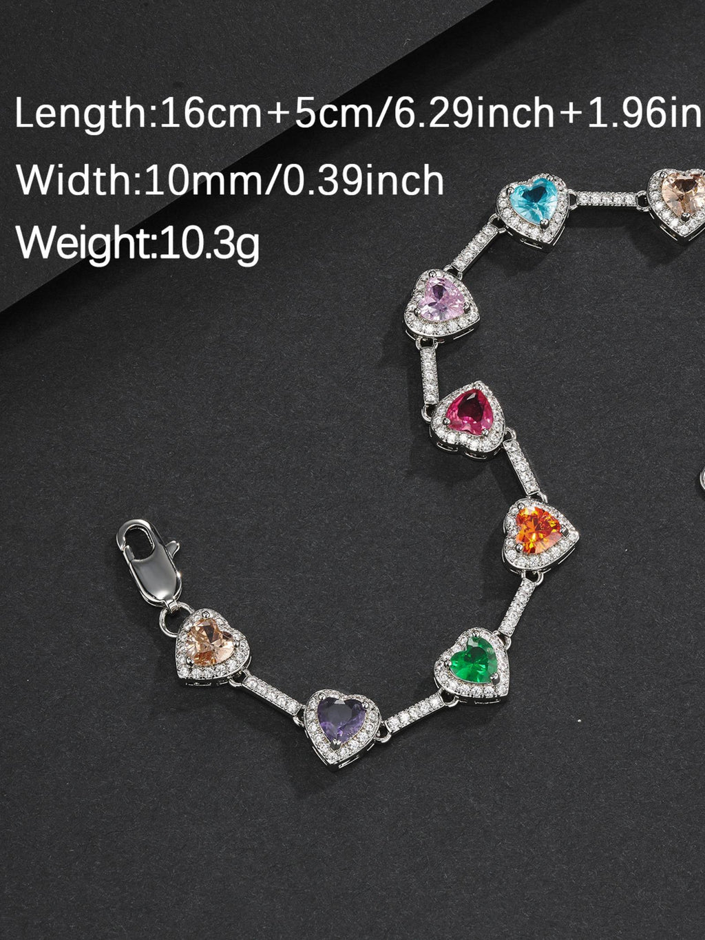 Multicolor Heart CZ Bracelet