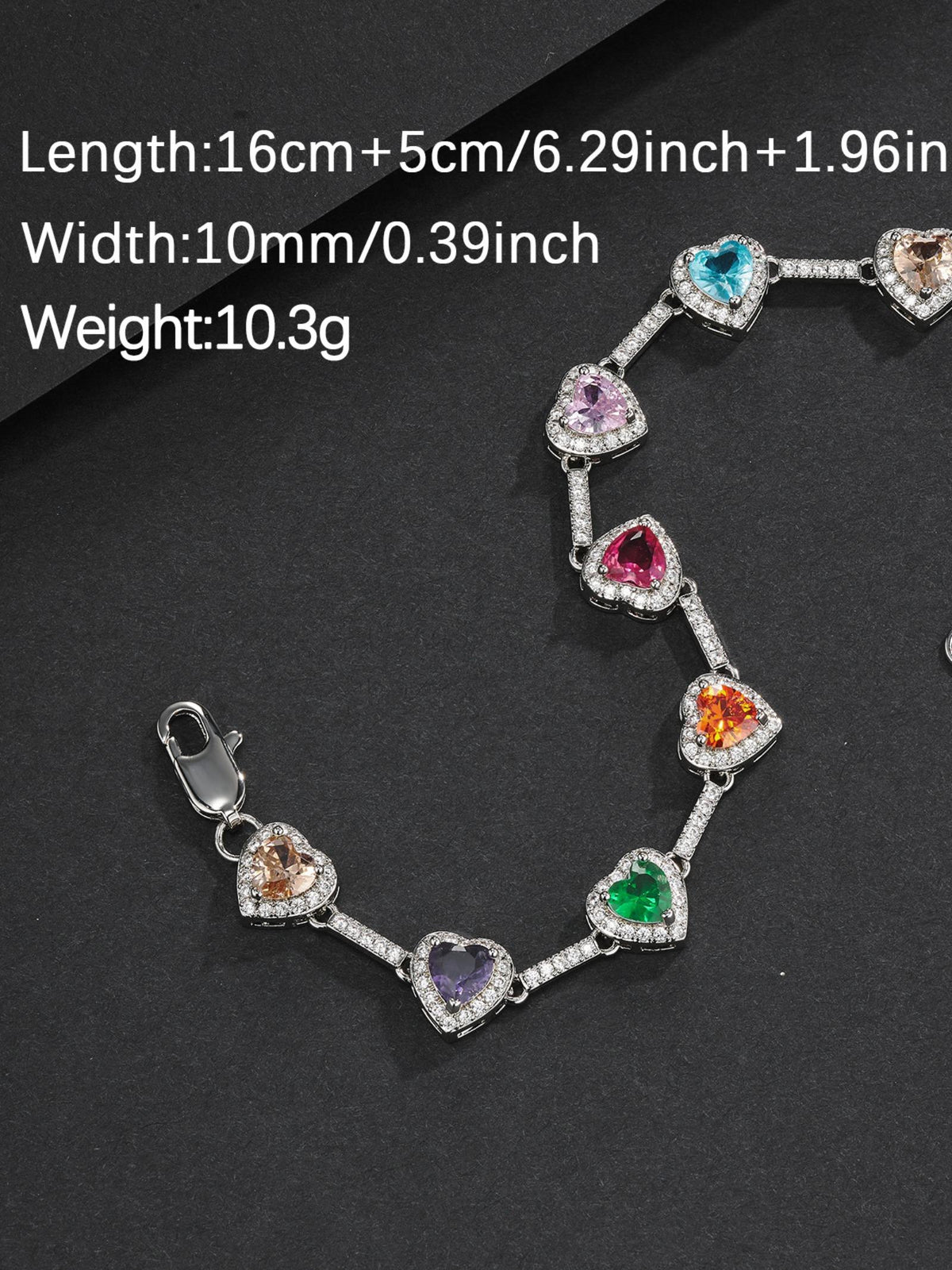 Multicolor Heart CZ Bracelet