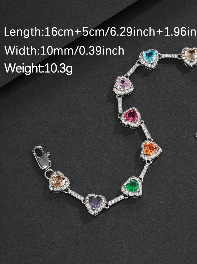 Multicolor Heart CZ Bracelet Main Image