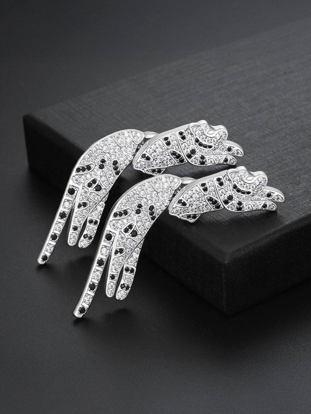 Iced Jumping Cat Stud Earrings