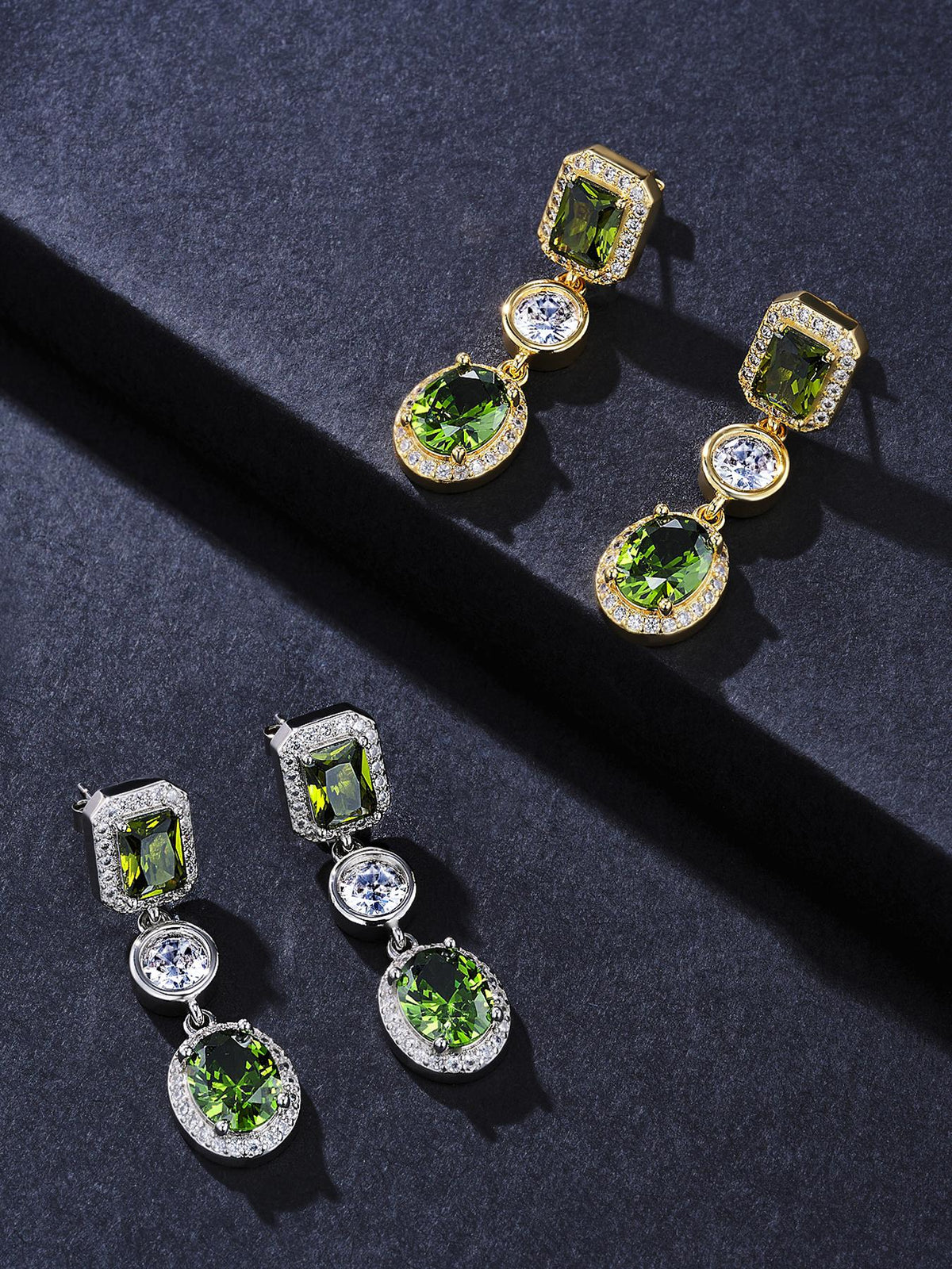 Emerald Green CZ Stud Earrings