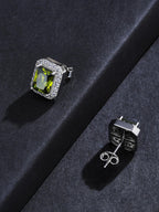 Green CZ Street Stud Earrings