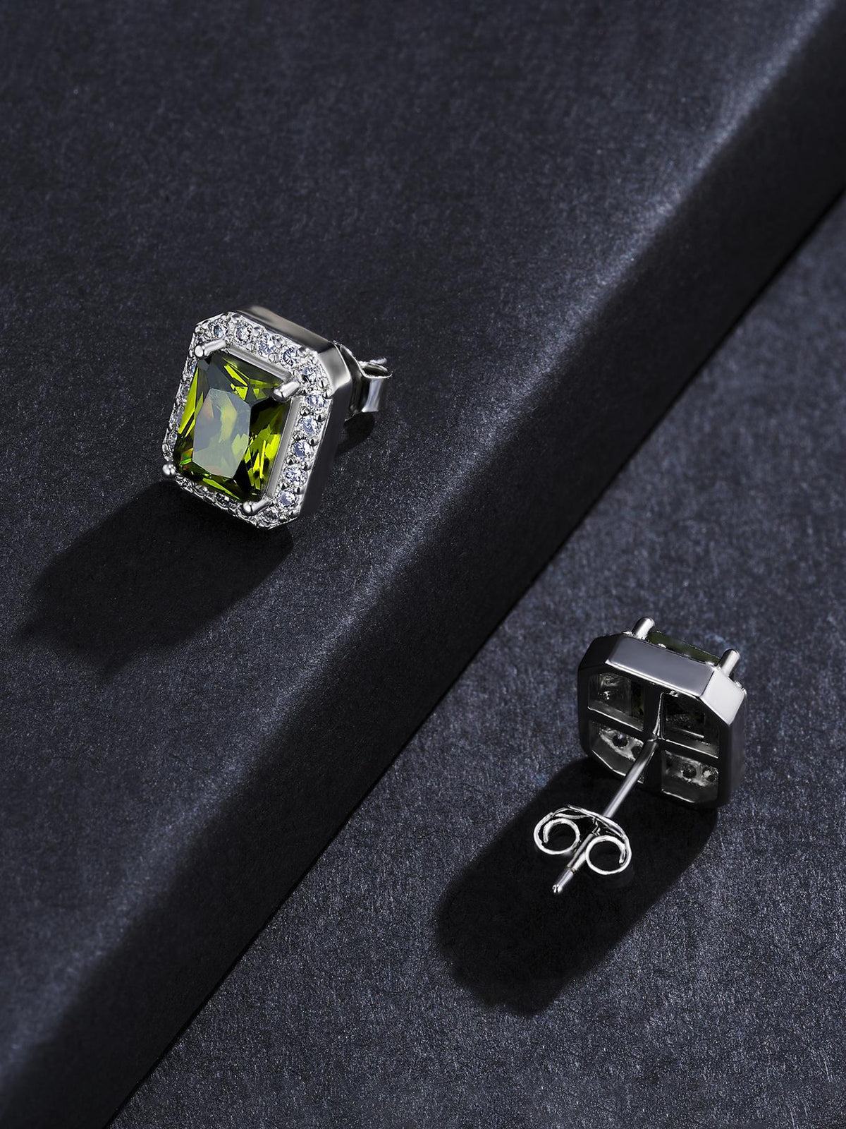 Green CZ Street Stud Earrings