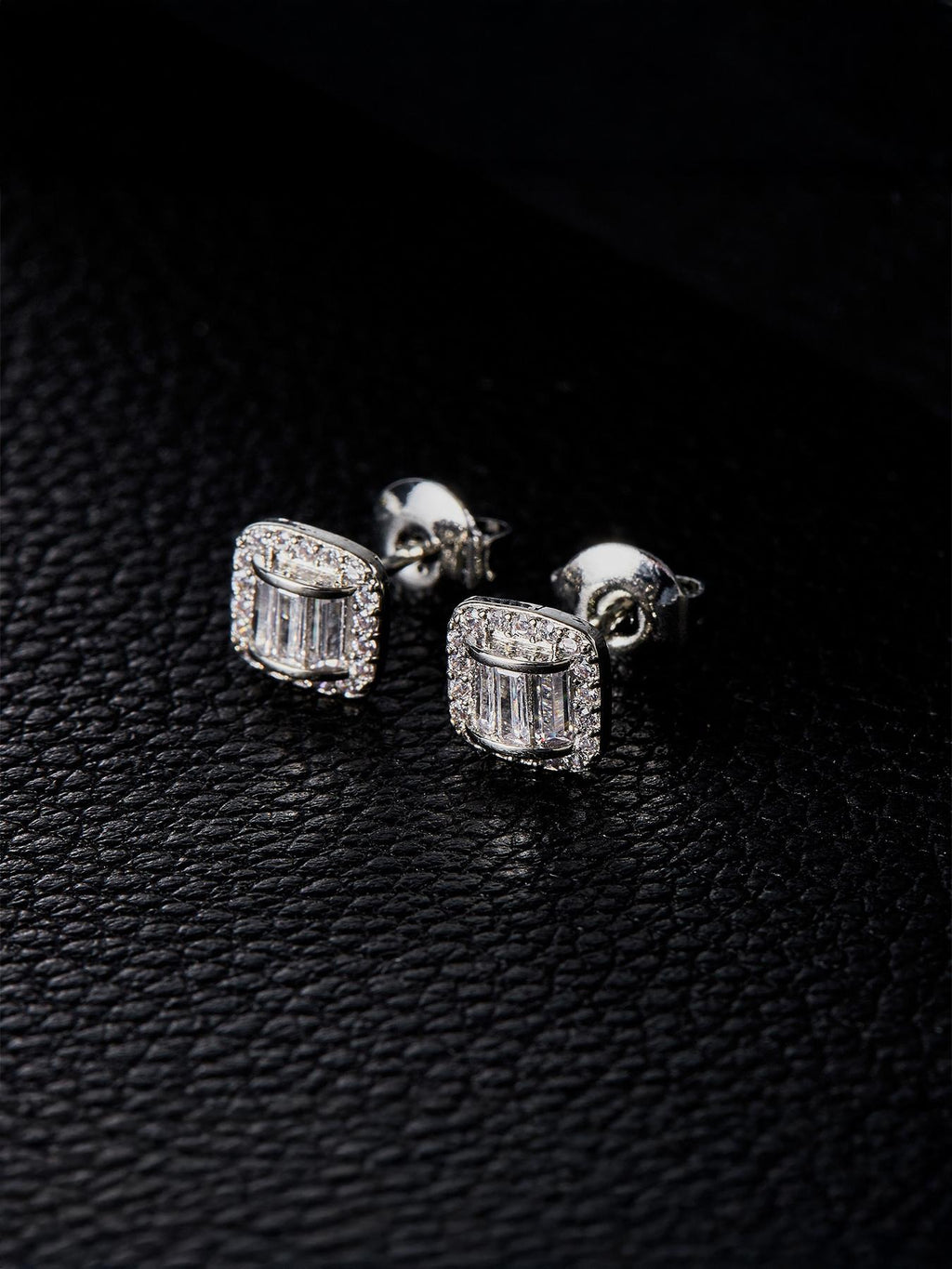 Iced Square Arch CZ Earring