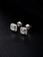 Iced Square Arch CZ Earring
