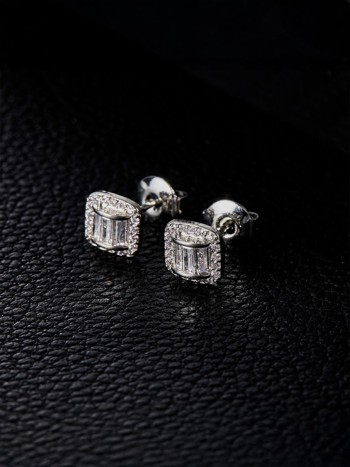 Iced Square Arch CZ Earring