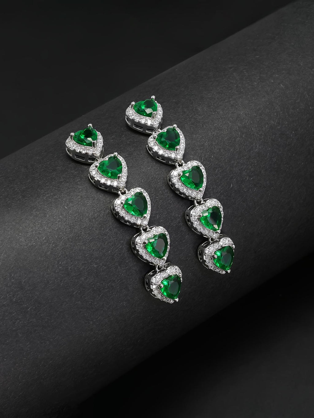 Iced Heart Drop Earrings