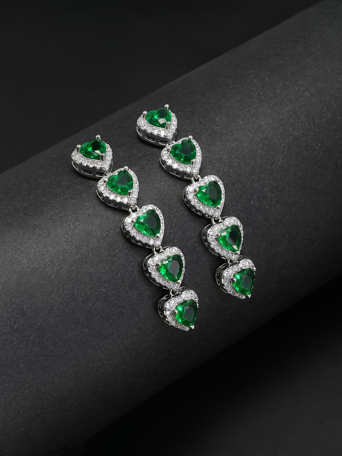 Iced Heart Drop Earrings