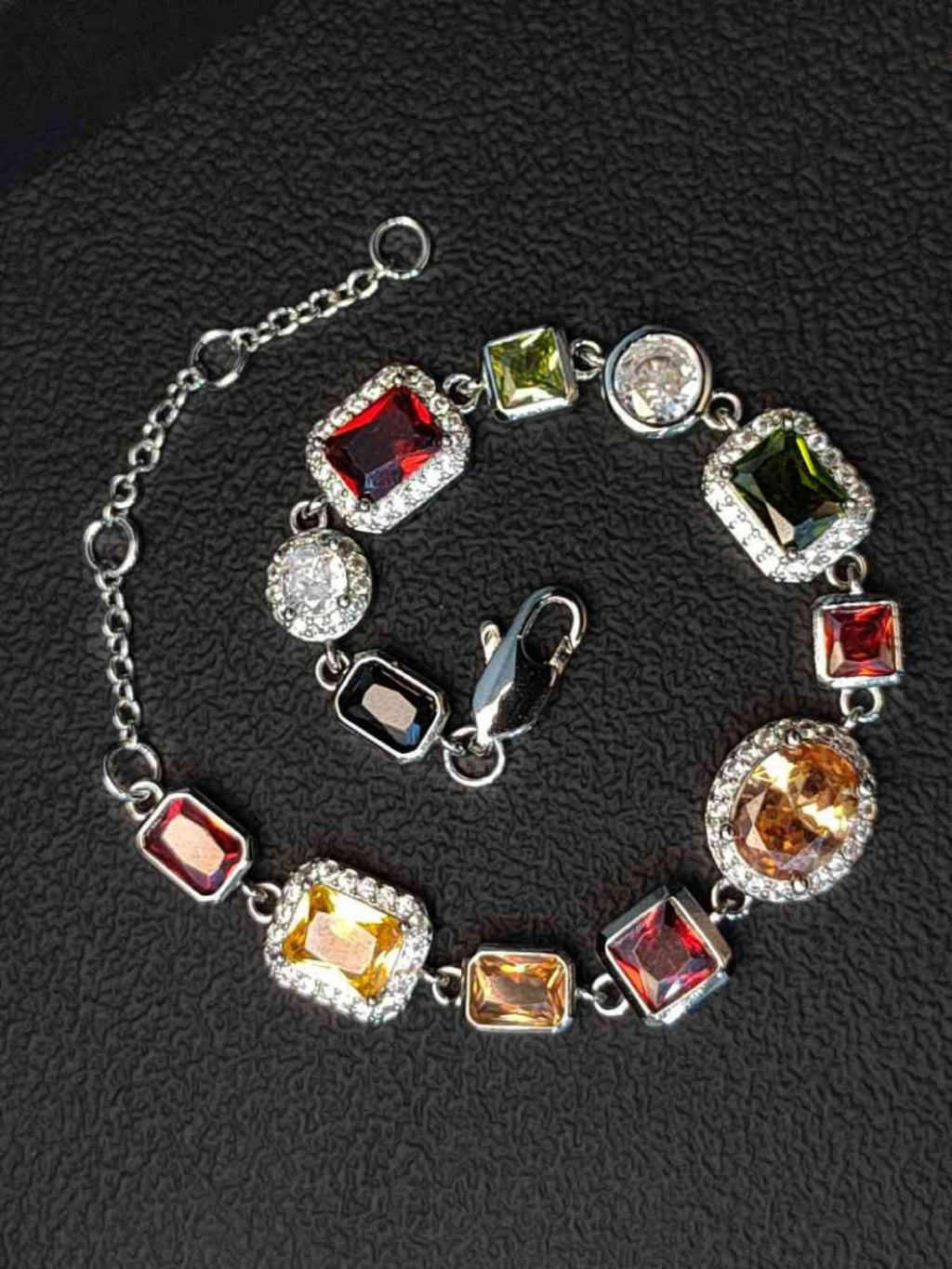 Multicolor Gemstone Link Bracelet