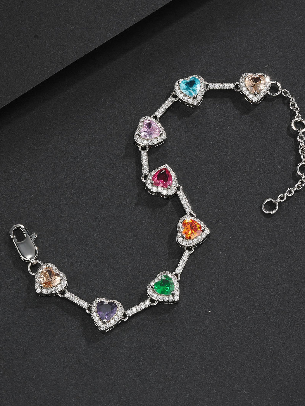 Multicolor Heart CZ Bracelet