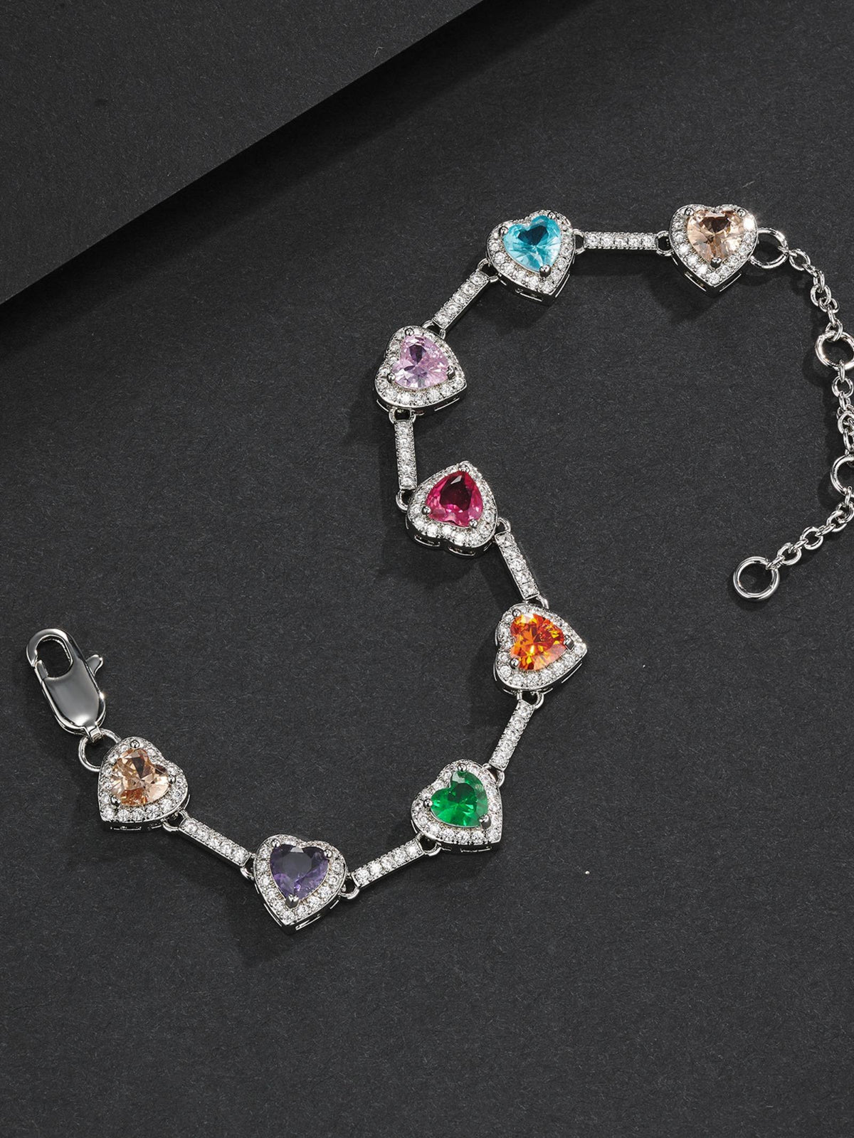 Multicolor Heart CZ Bracelet