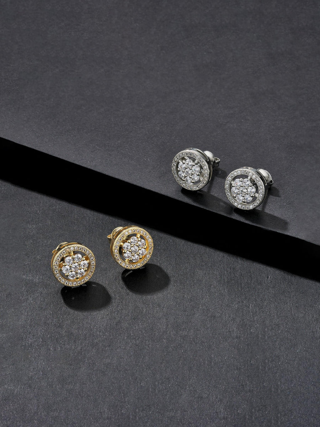 Iced Round Cluster Stud Earrings