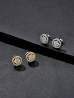 Iced Round Cluster Stud Earrings