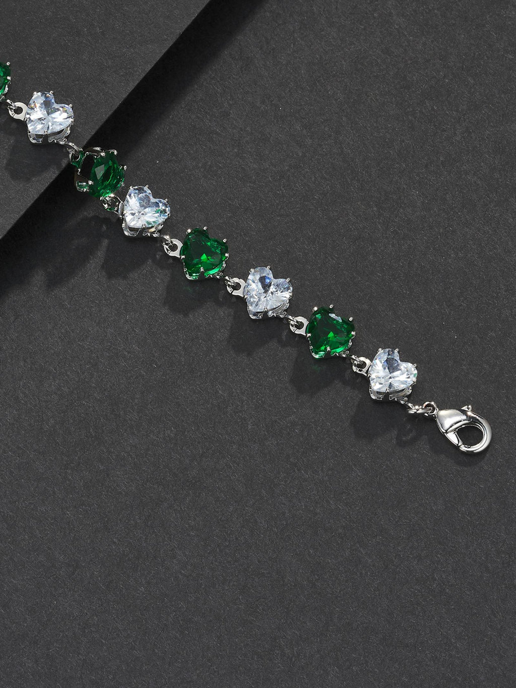 Two-Tone Green Heart Charm Bracelet