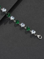 Two-Tone Green Heart Charm Bracelet