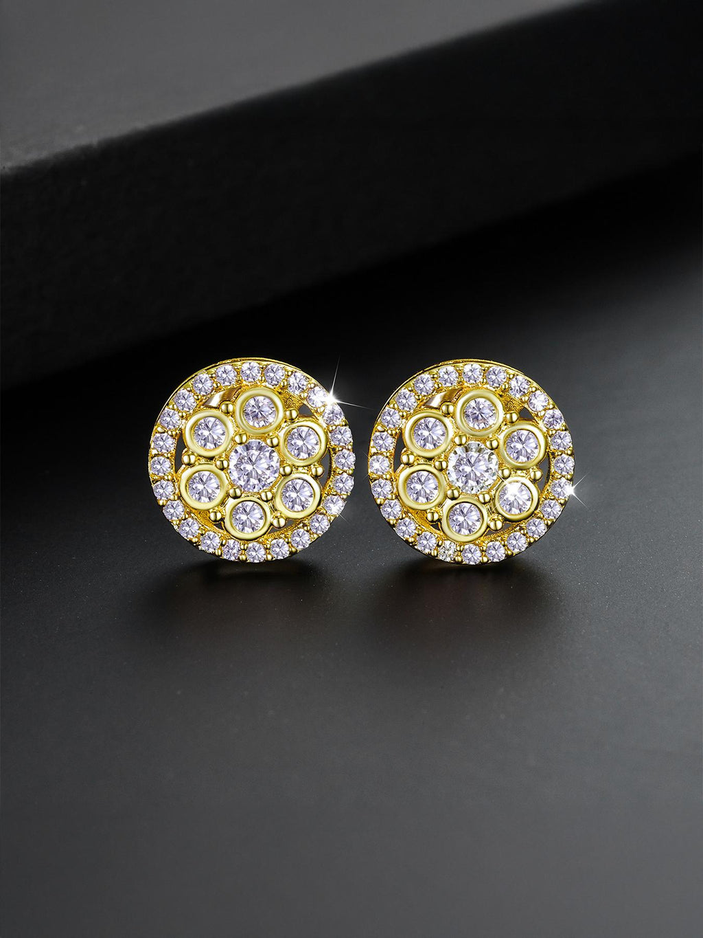 Iced Flower Cluster Stud Earrings