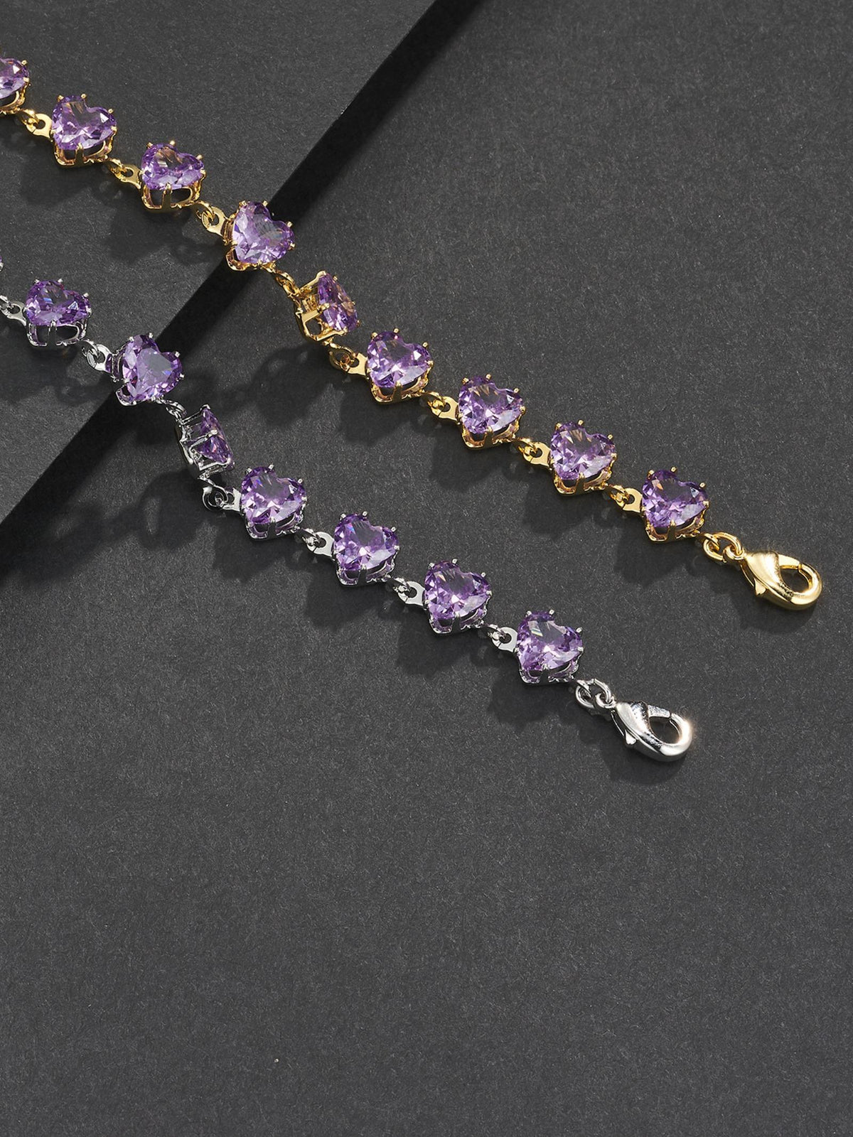 6mm Purple Heart CZ Statement Bracelet