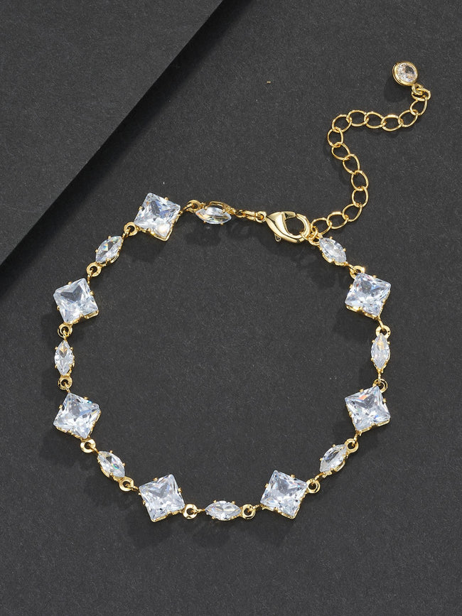 Adjustable Square Couple CZ Bracelet Hover Image