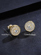 Round CZ Street Stud Earrings