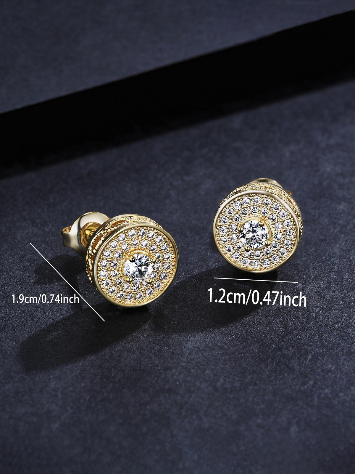 Round CZ Street Stud Earrings