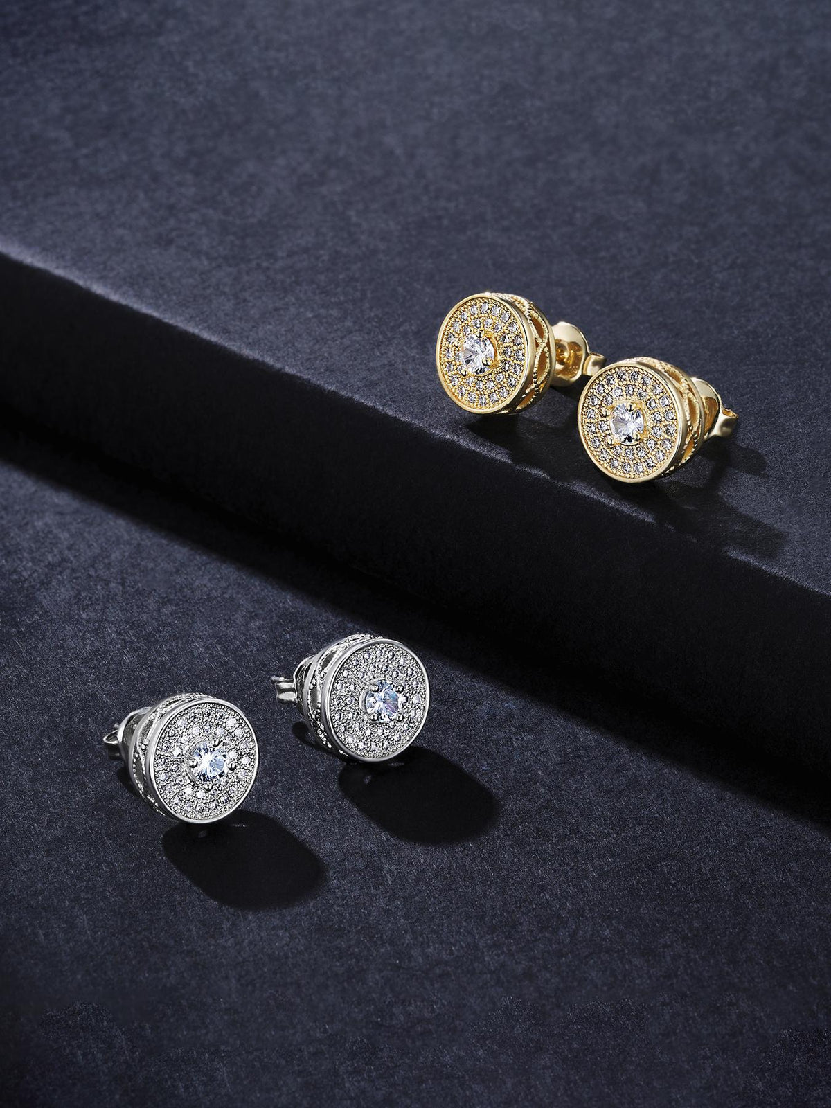 Round CZ Street Stud Earrings