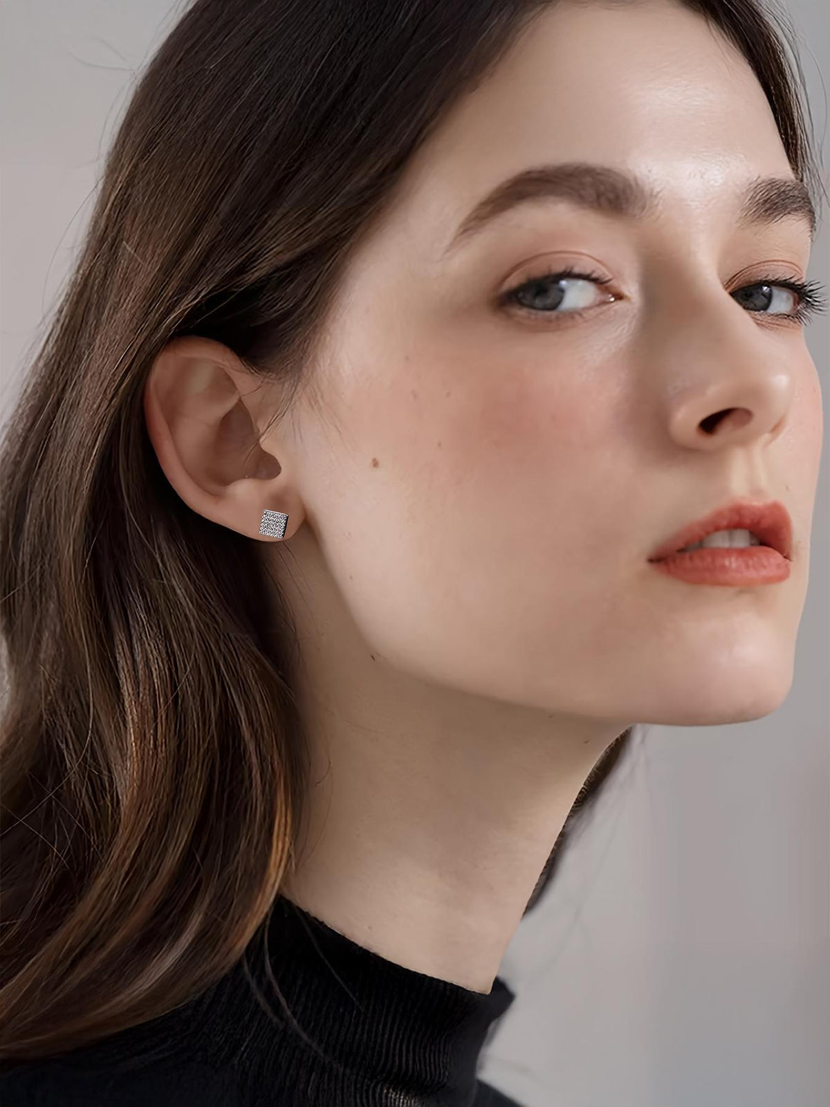 Iced Square CZ Stud Earring Set