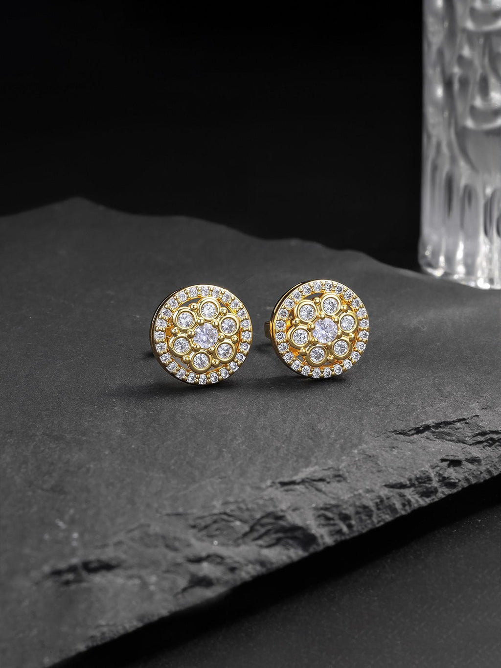 Iced Flower Cluster Stud Earrings