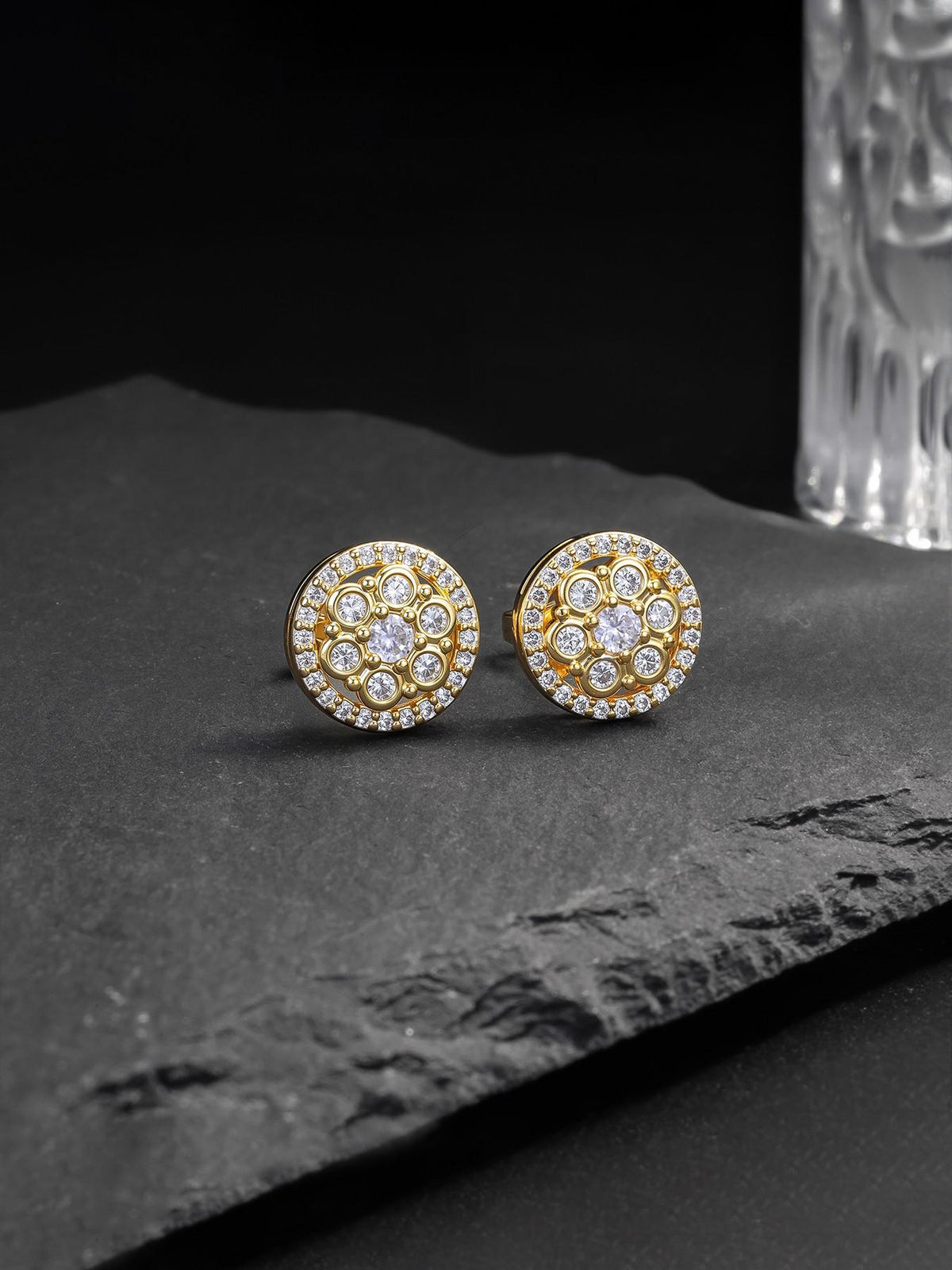 Iced Flower Cluster Stud Earrings